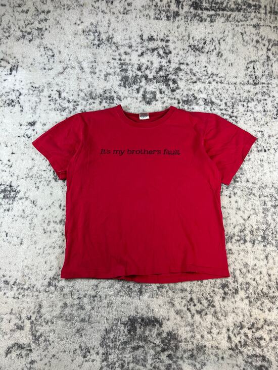 Cygnus Other - Vintage Cygnus T-Shirt Mens XL Red It's My Brothers Fault Sarcasm Sibling Y2K
